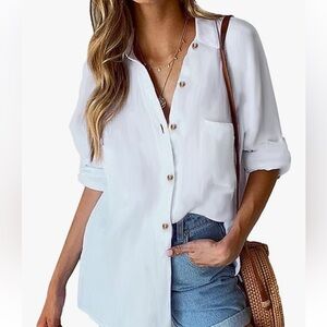 NWT Women's White Button-Up Shirt